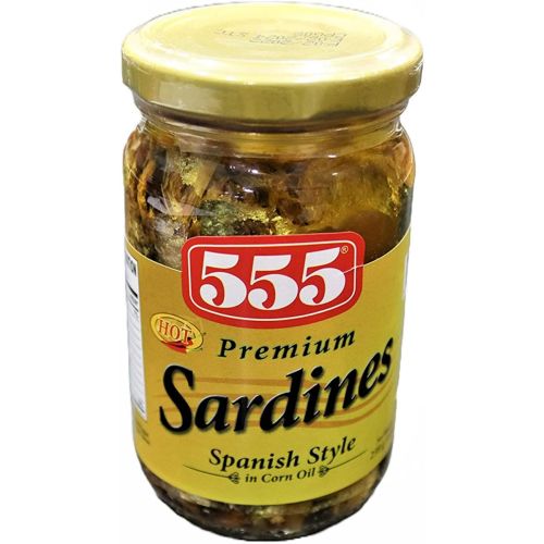 555 Premium Sardines Spanish Style In Corn Oil Hot, 230G Pack Of 24 (UAE Delivery Only)