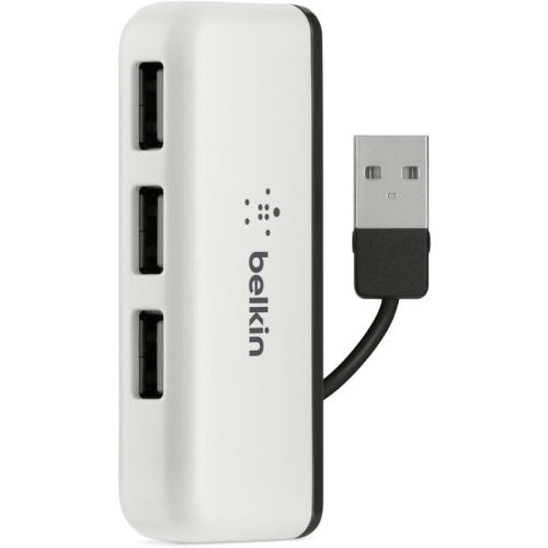 Belkin Travel 4-Port USB 2.0 Hub With Built-In Cable Management, White