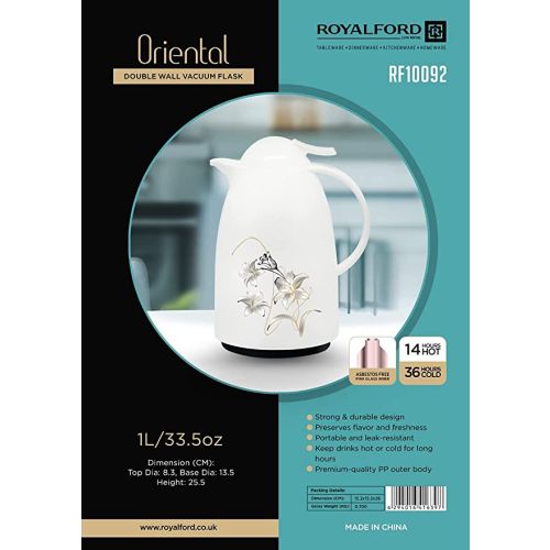 Royalford Oriental Double Wall Vacuum Flask-(Multi)-(RF10092)