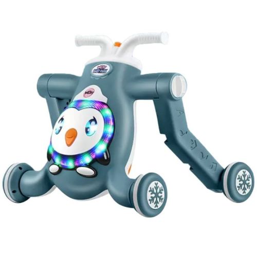 Megastar 3 in 1 Multifunction Penguin Baby Walker Scooter & Ride On For Toddlers - Blue (UAE Delivery Only)