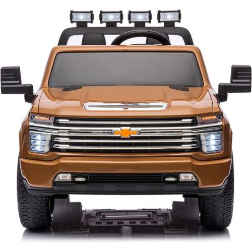 Megastar Kids Ride On Licensed Chevrolet Pick up Truck Style 12V Battery Powered Electric Trunk Suv jeep With Remote Control  - Orange (UAE Delivery Only)