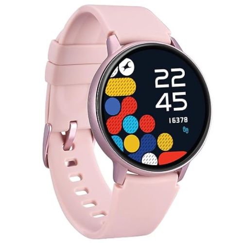 Fastrack Reflex Play,1.3 inch Amoled Display Smart Watch With AOD, Premium Metallic Body, Animated Watchfaces, in-Built Games, BP & Sleep Monitor, SpO2, Multiple Sports Modes, Upto 7 Day Battery - Pink