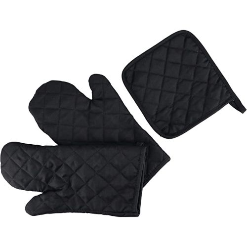 Royalford Kitchen Gloves With Pot Holder-(Black)-(RF10488)