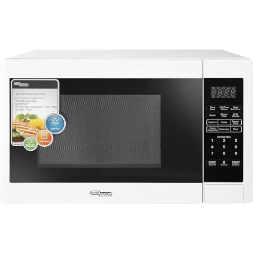 Super General 30 Liters Digital Microwave Oven With Grill, White - SGMM935