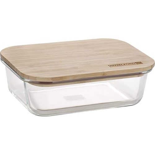 Royalford Rectangular Glass Food Container With Bamboo Lid - RF10319