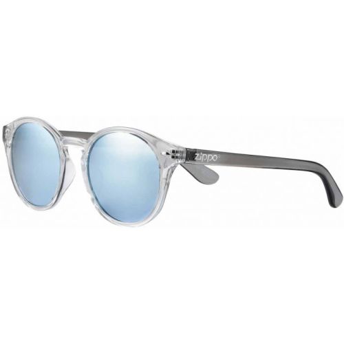Zippo OB137-11 Transparent Acetate Frame Round Shape Sunglasses For Men, 50 mm Size, Black - 267000576