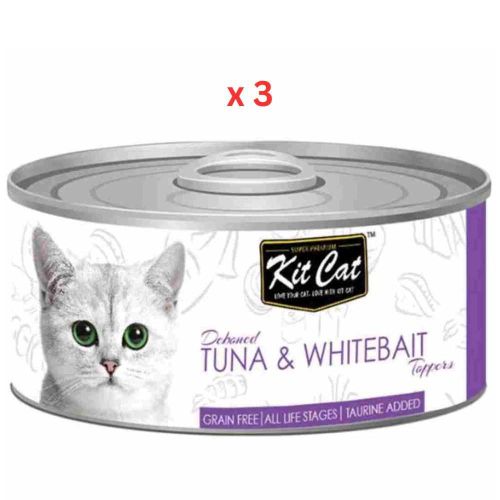 Kit Cat Deboned Tuna & Whitebait Toppers 80g Cat Wet Food (Pack Of 3)