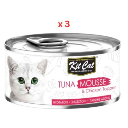 Kit Cat Tuna Mousse With Chicken Topper 80g Cat Wet Food (Pack Of 3)