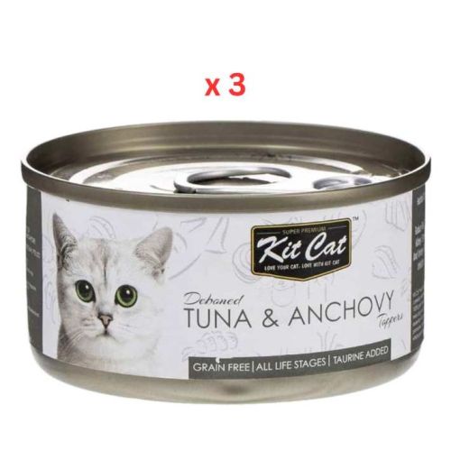 Kit Cat Deboned Tuna & Anchovy Toppers 80g Cat Wet Food (Pack Of 3)
