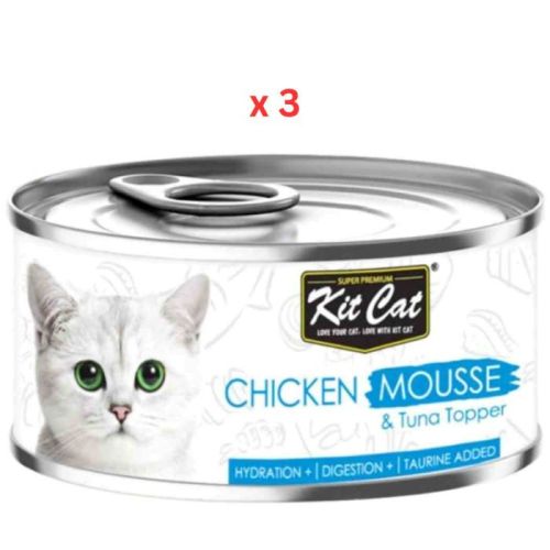 Kit Cat Chicken Mousse With Tuna Topper 80g Cat Wet Food (Pack Of 3)