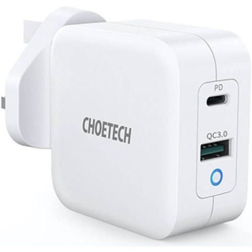  Choetech PD+QC 65W Gan Fast Wall Charger-(White)-(PD8002-UK-WH)