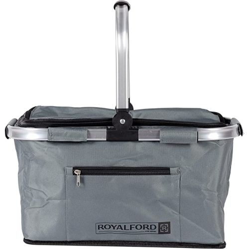 Royalford 24 Liter Insulated Picnic And Grocery Basket, Grey - RF11376