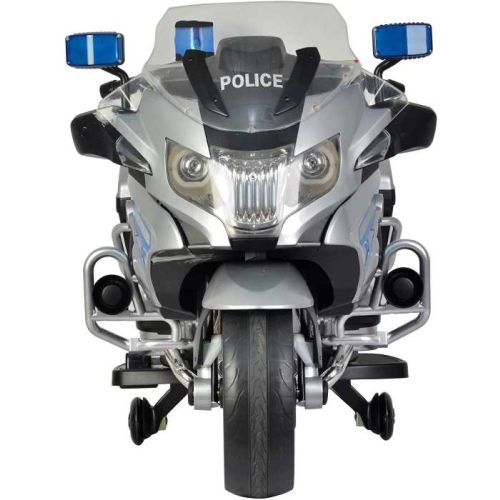 Megastar Licensed Ride On 12 V BMW Police Bike Electric Motorcycle For Kids  - Silver (UAE Delivery Only)