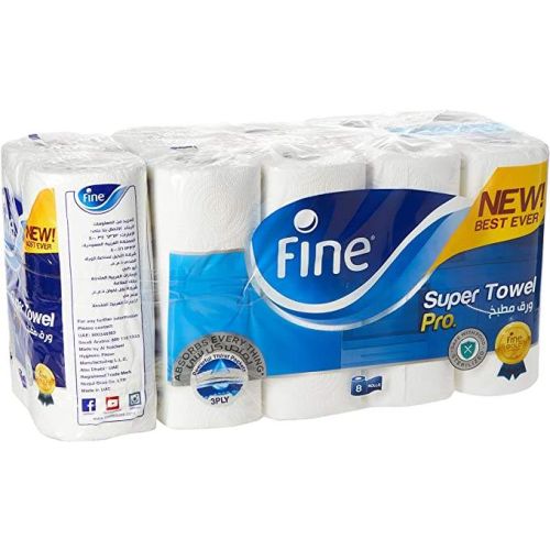 Fine Towel Household, Super Towel Pro, 3 Ply, 60 Sheets - 10 x 2 Rolls