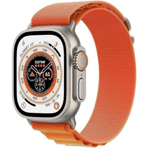 Apple Watch Ultra GPS + Cellular, 49mm, Titanium Case With Orange Alpine Loop, Large