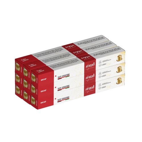 Decaf Nespresso Compatible Aluminium Capsules (Pack of 9 - 90 capsules)