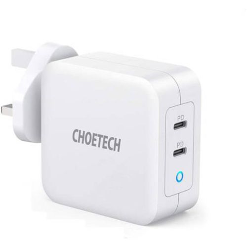 Choetech PD+QC 38w Dual Ports Fast Wall Charger, White - PD5002-UK-WH