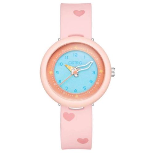 Astro Kid's Japan PC21  Movement Watch, Analog Display and Silicon Strap - A23811-PPPL, Pink
