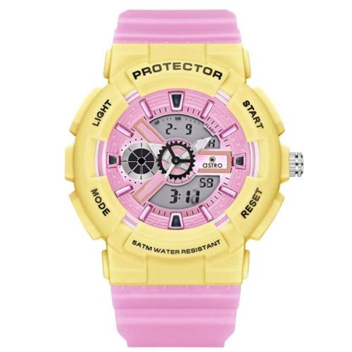 Astro Kids J9302 Movement Watch, Analog-Digital Display and Polyurethane Strap, Pink - A23818-PPPY