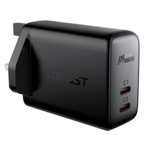 Acefast  Fast Charge Wall Charger A12 PD40W (2xUSB-C) UK, Black - A12PD40Wbk
