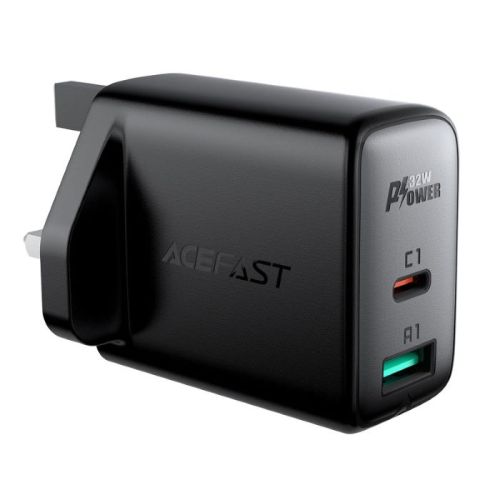 Acefast Fast Charge Wall Charger A8 PD32W (1xUSB-C+1xUSB-A) UK, Black - A8 BK