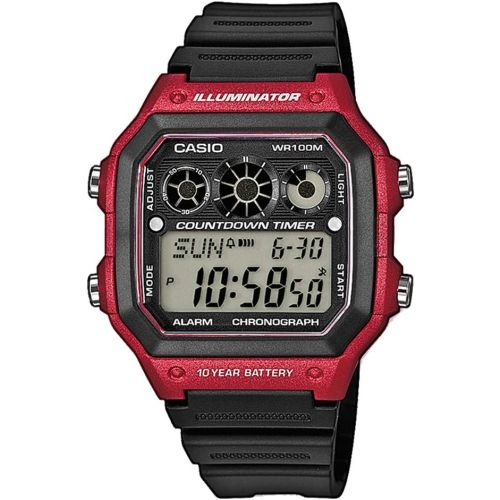 Casio Mens Quartz Watch, Digital Display and Resin Strap AE 1300WH 4A