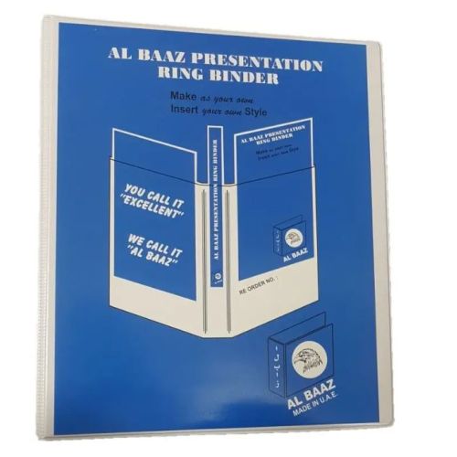 AL BAAZ RING BINDER AB203, 2 RINGS 1" INCH SPINE WIDTH COLOUR WHITE