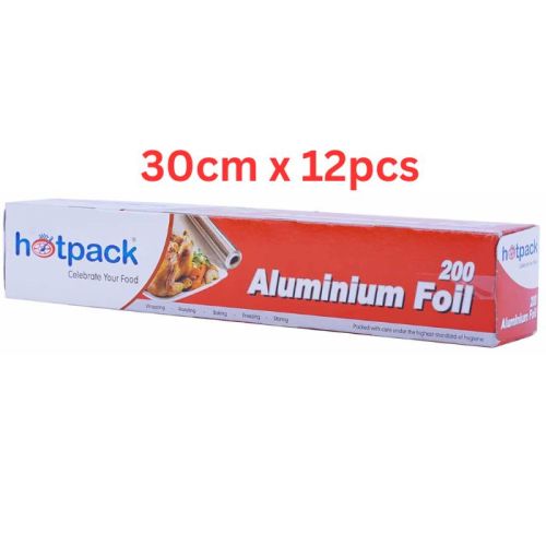 Hotpack Aluminium Foil 30cm x 200sqft, 12 Rolls - AF200HP