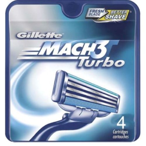 Gillette Mach 3 Turbo Men's Razor Blade Refills, 4 count