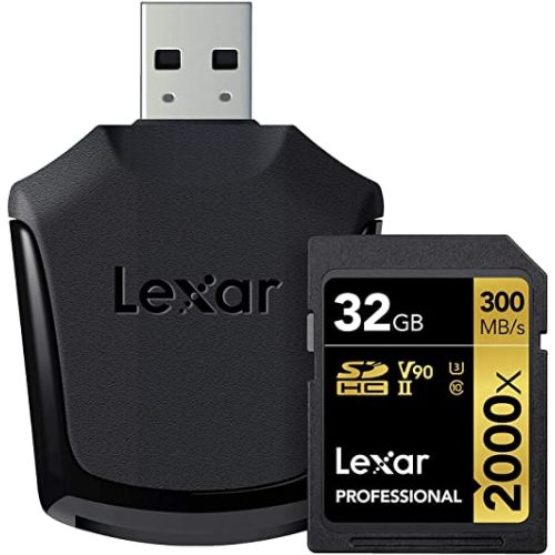 Lexar 32GB Professional SDHC UHS-II/V90/U3 2000X Memory card 300MB/s, B010I2AD24