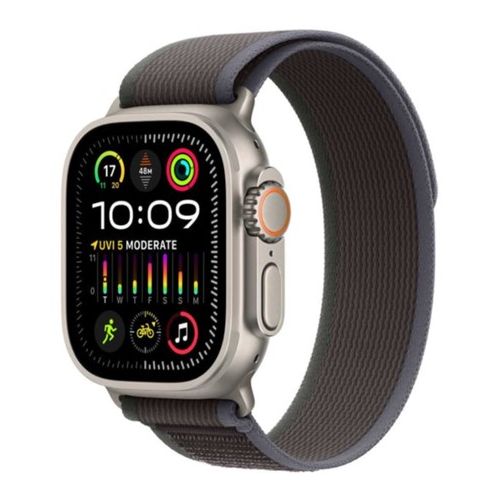 Apple Watch Ultra 2, 49mm, GPS + Cellular, Titanium Case with Blue Black Trail Loop - Medium/Large