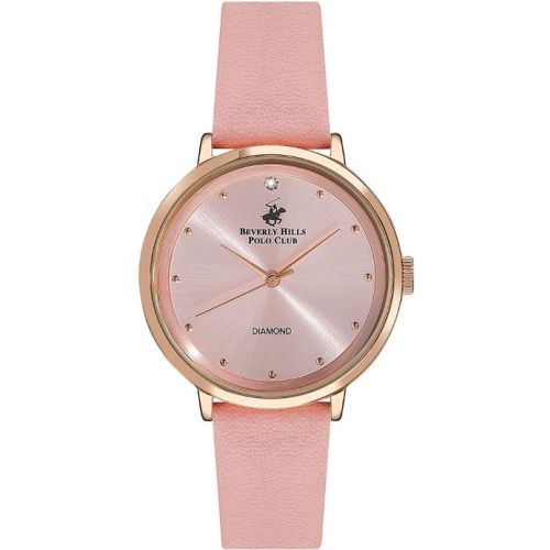 Beverly Hills Polo Club Women's 2035 Movement Watch, Analog Display and Leather Strap - BP3174C.448, Pink