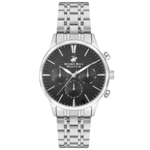 Beverly Hills Polo Club Men's VX9JE1 Movement Watch, Multi Function Display and Metal Strap, Silver - BP3367X.350