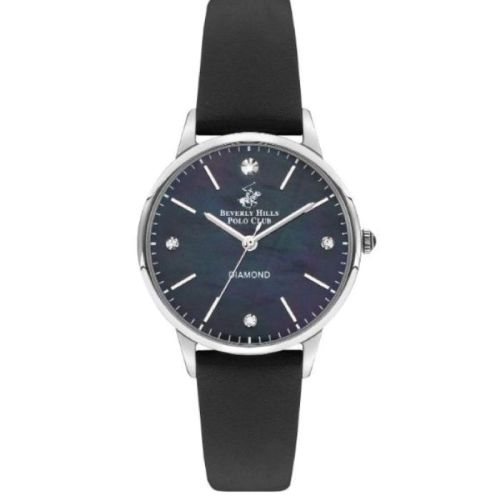 Beverly Hills Polo Club Women's 2035 Movement Watch, Analog Display and Leather Strap, Black - BP3392C.351