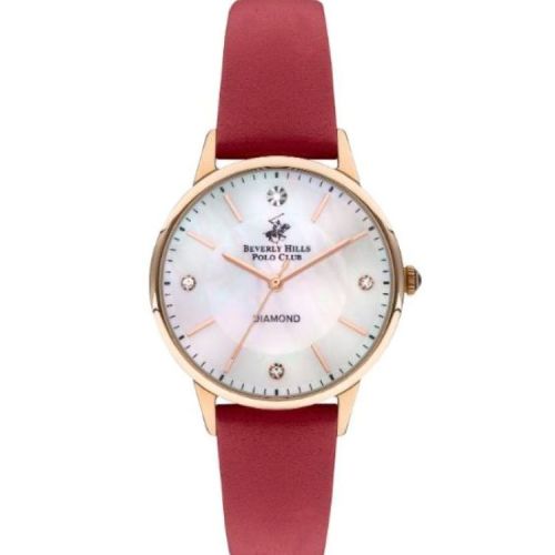 Beverly Hills Polo Club Women's 2035 Movement Watch, Analog Display and Leather Strap, Red - BP3392C.428