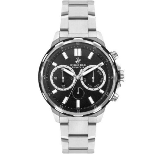 Beverly Hills Polo Club Men's VX9JE1 Movement Watch, Multi Function Display and Metal Strap, Silver - BP3403X.350