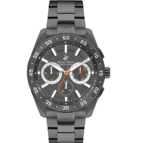 Beverly Hills Polo Club Men's VX9JE1 Movement Watch, Multi Function Display and Metal Strap - BP3409X.060, Grey