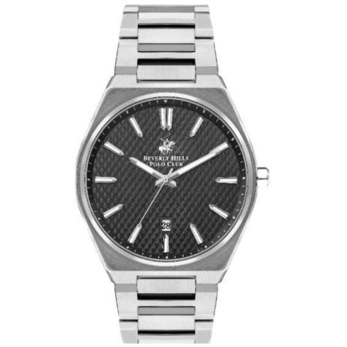 Beverly Hills Polo Club Men's VX42E12W Movement Watch, Analog Display and Metal Strap - BP3503X.350, Silver