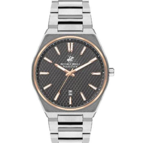 Beverly Hills Polo Club Men's VX42E12W Movement Watch, Analog Display and Metal Strap - BP3503X.560, Silver