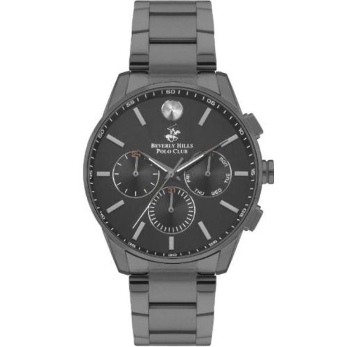 Beverly Hills Polo Club Men's VX9JE1 Movement Watch, Multi Function Display and Metal Strap, Grey - BP3396X.060