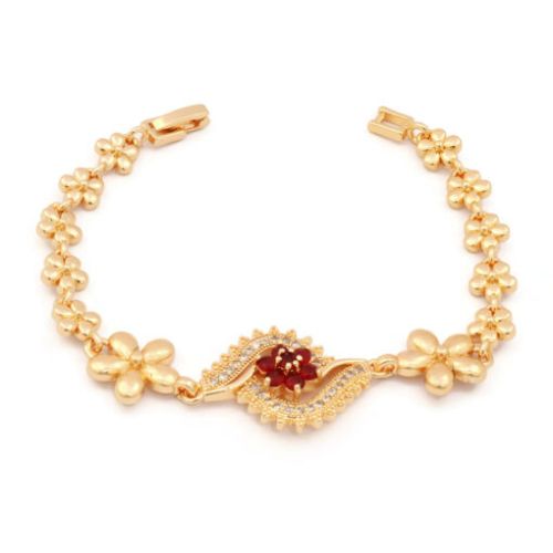 Women’s Heart Design Bracelet with Clip Lock and Red Stones Studded (A1983505)