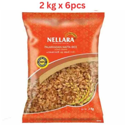 Nellara Palakkadan Matta Long Grain Rice 2kg (Pack of 6) 