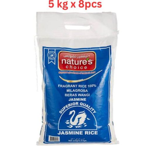 Natures Choice Thai Jasmine Rice - 5 kg White Pack Of 8 (UAE Delivery Only)