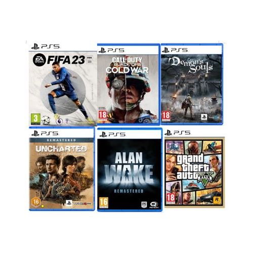 PlayStation 5 Games Bundle Offer (FIFA 23+Call of Duty Black Ops Cold War +Demon's Souls +Uncharted: Legacy of Thieves Collection +Alan Wake Remastered +Grand Theft Auto V) -PS5