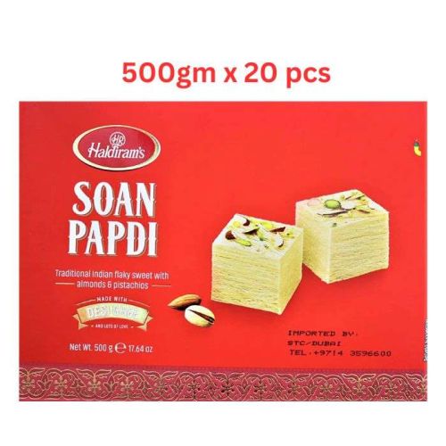 Haldirams Soan Papdi Made With Desi Ghee 500 Gm Pack Of 20 (UAE Delivery Only)