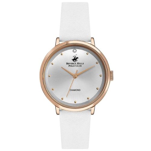 Beverly Hills Polo Club Women's Quartz Movement Watch, Analog Display and Leather Strap - BP3174C.433, White