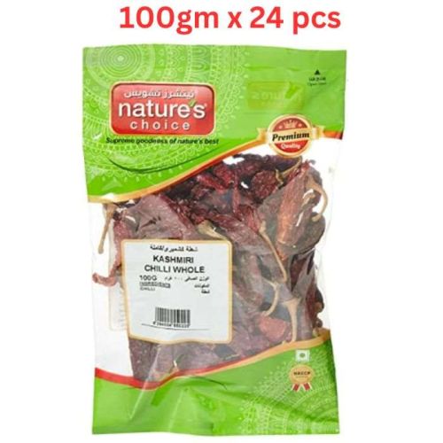 Natures Choice Kashmiri Chilli Whole, 100 gm Pack Of 24 (UAE Delivery Only)