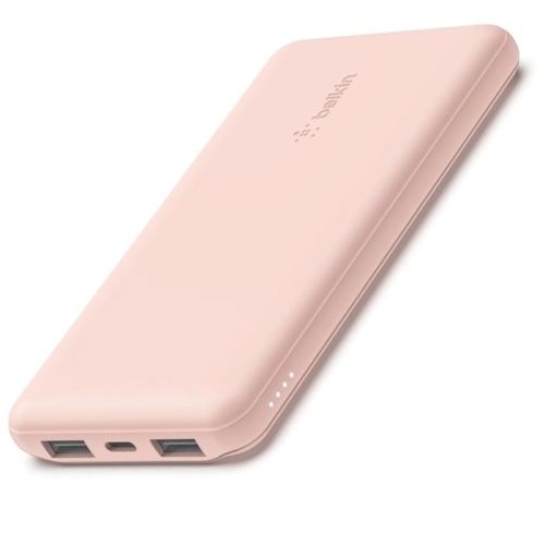 Belkin USB C Portable Power Bank, 10000 mAh With 1 USB C Port & 2 USB A Ports For Up To 15W Charging For iPhone, Android, AirPods, iPad,& More, Rose Gold (UAE Delivery Only)