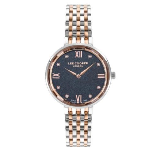 Lee Cooper Women's Y120F1 Movement Watch, Analog Display and Metal Strap, Silver-Rose Gold - LC07610.590