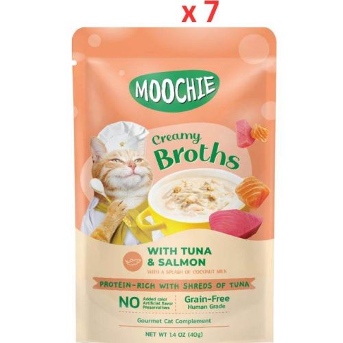 Moochie Creamy Broth With Tuna & Salmon 40G Pouch  (Pack Of 7)